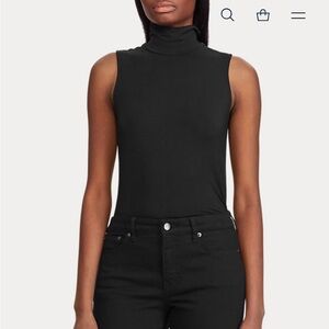 Lauren Ralp Lauren Black Sleeveless Turtleneck Top